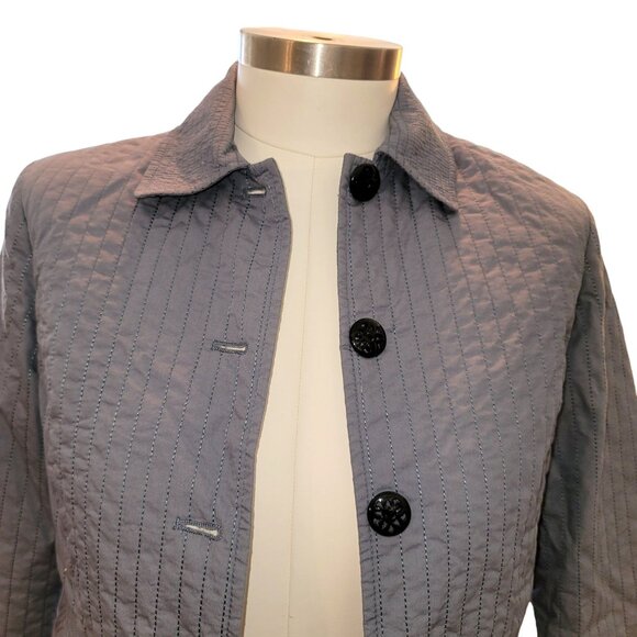Sigrid Olsen Quilted Jacket Spring Coat Slate Blue Cotton Woman's Size XS JJ3487 - Picture 4 of 8